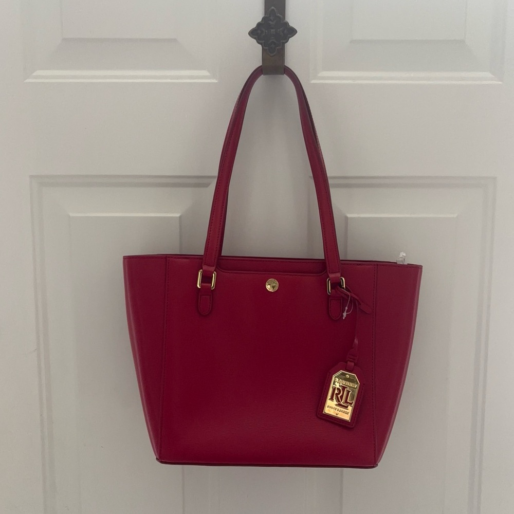 NWT Ralph Lauren Newbury Satchel, red.